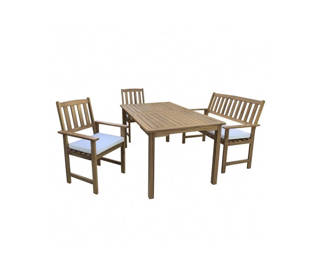 Conforama Set mesa + 4 sillas NEW YORK color natural