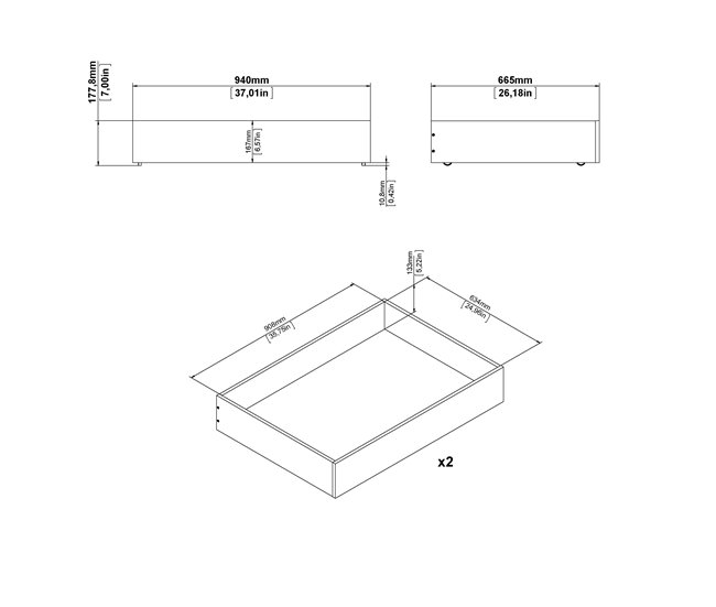 Conforama Set NAIA 2 Cajones Para Cama 190cm