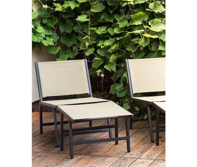 Conforama Silla De Jardín Beige-Negro MARCEDDI