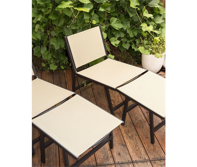 Conforama Silla De Jardín Beige-Negro MARCEDDI
