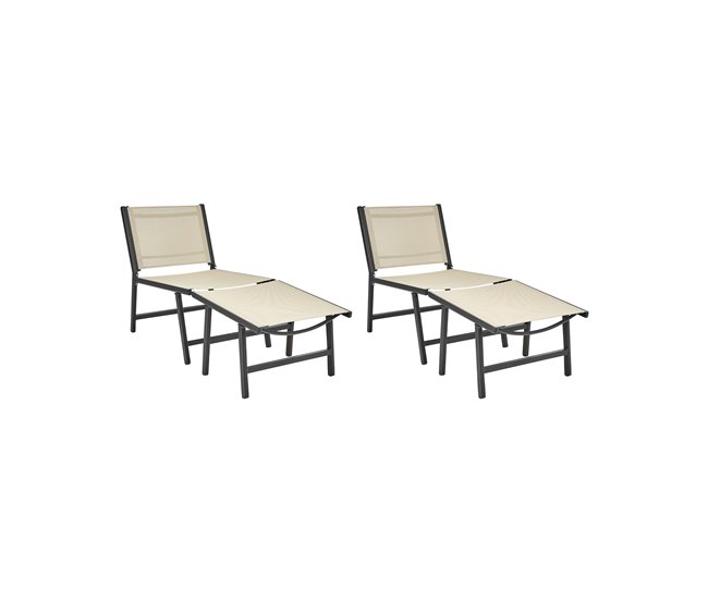 Conforama Silla de jardín Beige-Negro MARCEDDI