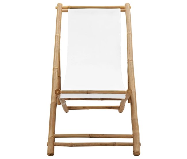 Conforama Silla de jardin de bambú y lona