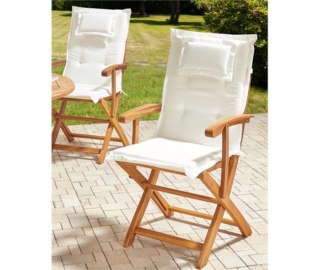 Conforama Silla De Jardín Madera Blanco Crema MAUI