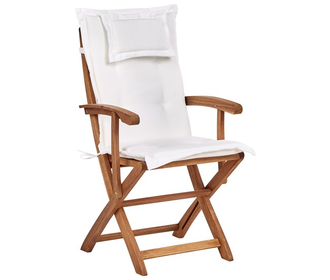 Conforama Silla De Jardín Madera Blanco Crema MAUI