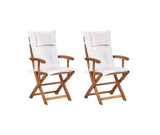 Conforama Silla de jardín Madera Blanco crema MAUI