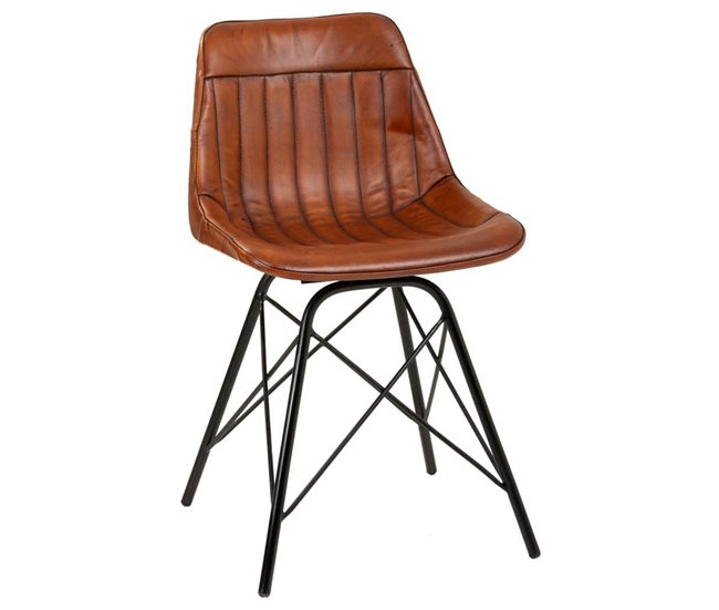 Conforama Silla de metal y piel