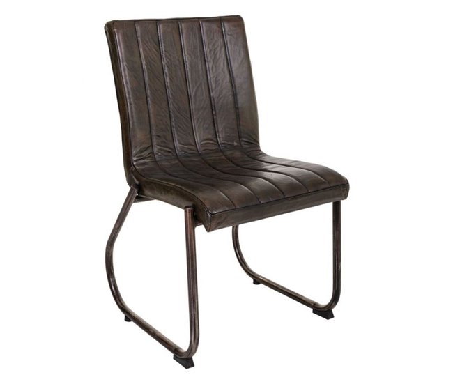 Conforama Silla de metal y piel