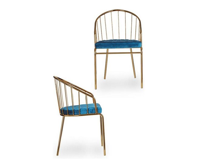 Conforama Silla Dorado Azul Barras 51 X 81 X 52 Cm