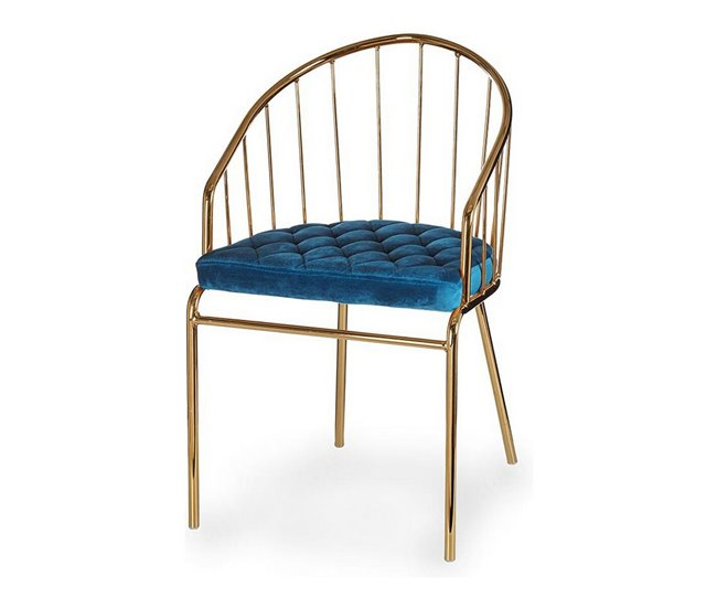 Conforama Silla Dorado Azul Barras 51 x 81 x 52 cm