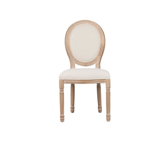 Conforama Silla Lino Beige Patas Roble 50x53x96 Cm