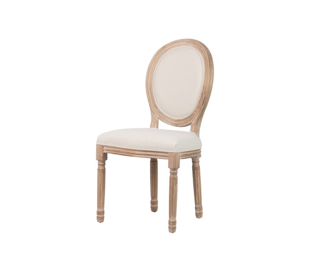 Conforama Silla Lino Beige Patas Roble 50x53x96 Cm