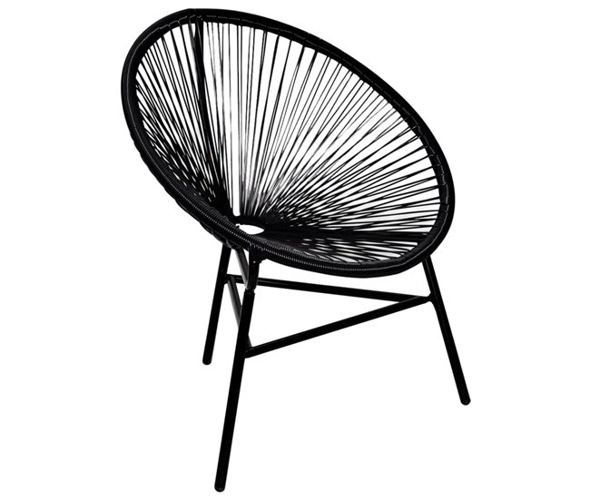 Conforama Silla Redonda Ratán Sintético Negro