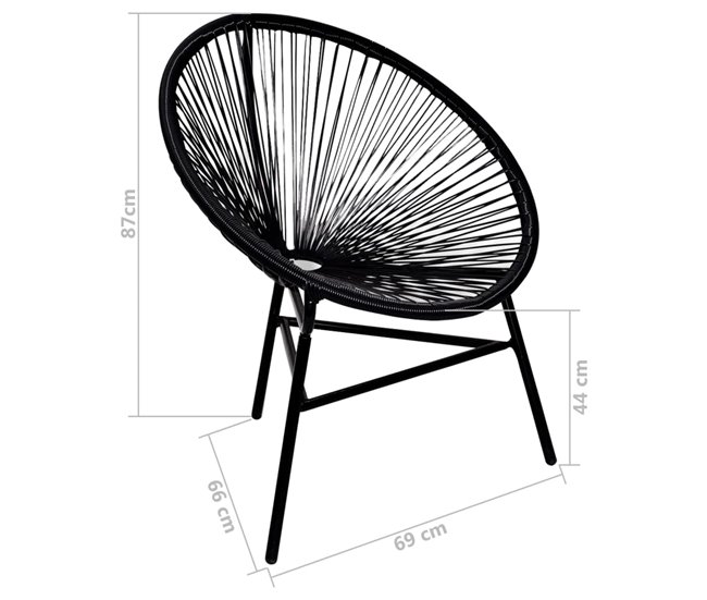 Conforama Silla Redonda Ratán Sintético Negro