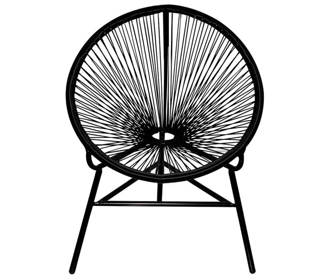 Conforama Silla redonda ratán sintético negro
