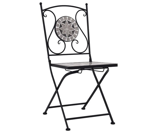 Conforama Sillas Bistró De Mosaico 2 Unidades Gris