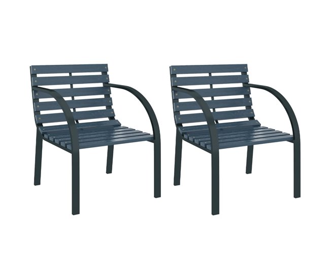 Conforama Sillas de jardin 2 unidades madera gris