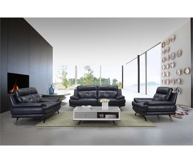 Conforama Sillón De Piel HAWAI Color Azul Oscuro