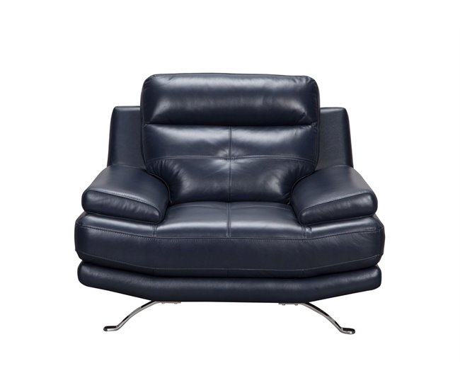 Conforama Sillón de piel HAWAI color azul oscuro