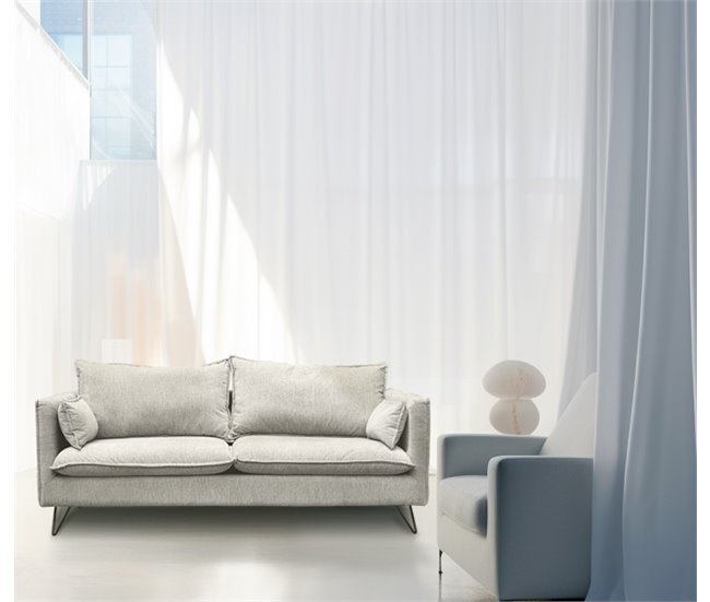 Conforama Sofá CHRONOS 3 Plazas Fijo Gris Claro