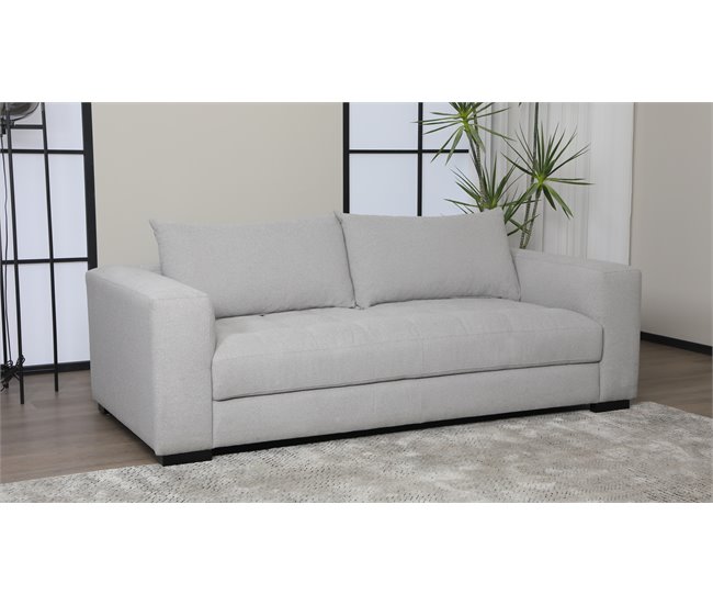 Conforama Sofá LAKE 3 Plazas Fijo Gris Claro