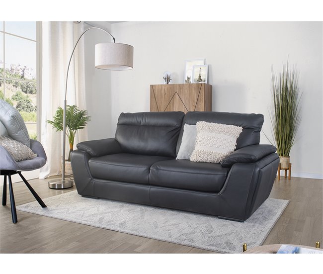 Conforama Sofá Piel 2 Plazas BRANDY Color Negro