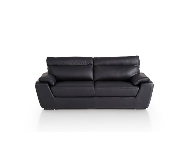 Conforama Sofá piel 3 plazas BRANDY color negro