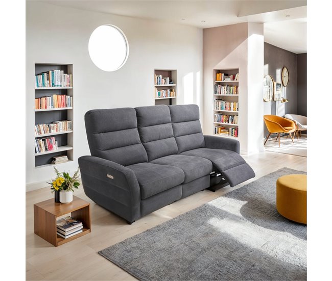 Conforama Sofá ZEUS 3 Plazas Relax Eléctrico Gris
