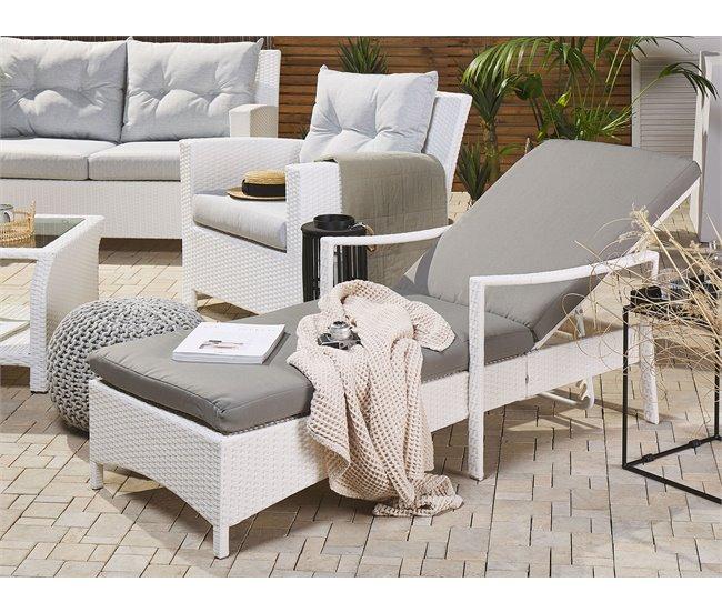 Conforama Tumbona De Jardín De Ratán Blanca VASTO