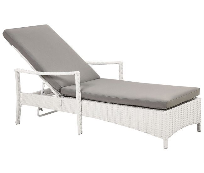 Conforama Tumbona de jardín de ratán blanca VASTO