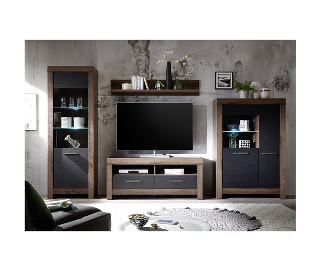 Conforama Vajillero 2 Puertas Adam Madera Y Negro