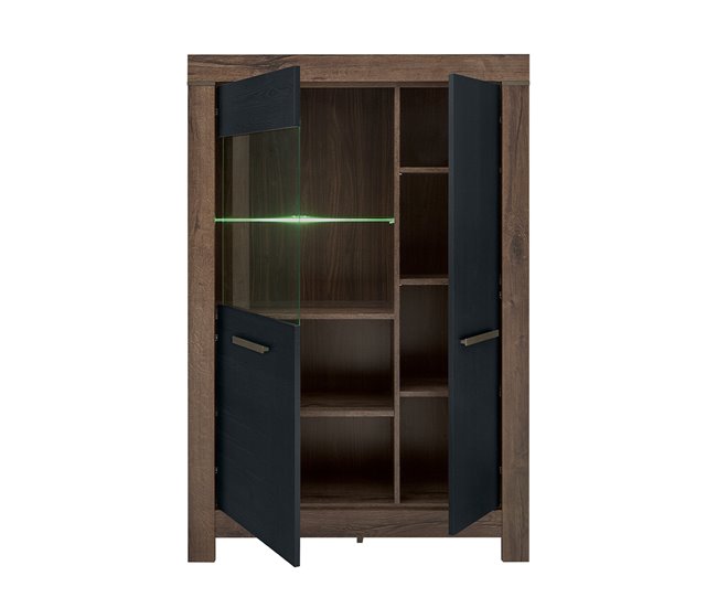 Conforama Vajillero 2 Puertas Adam Madera Y Negro