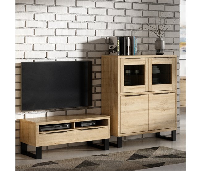 Conforama Vajillero 4 Puertas Eden Madera Y Metal