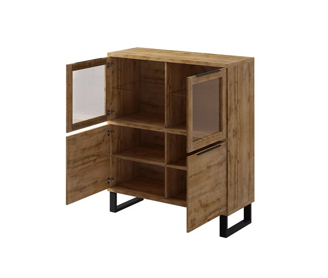 Conforama Vajillero 4 Puertas Eden Madera Y Metal