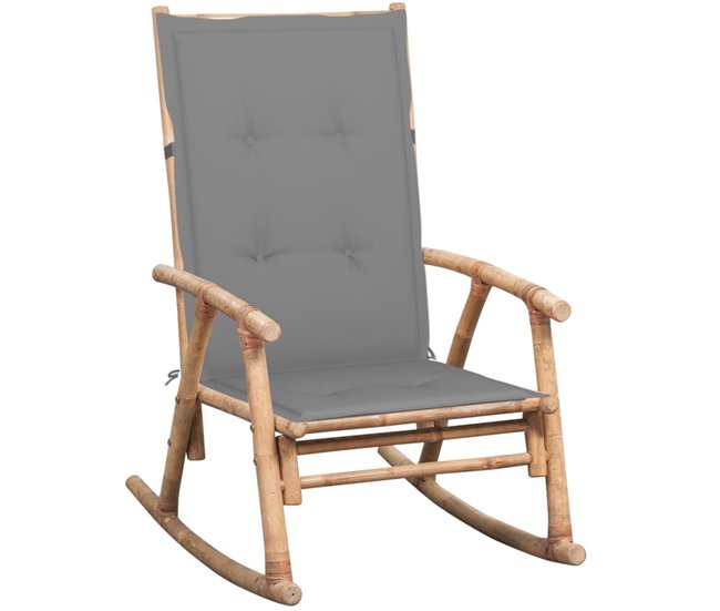 Conforama vidaXL Silla mecedora con cojín bambú