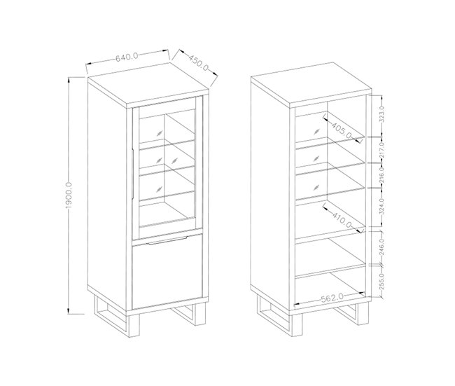 Conforama Vitrina 2 Puertas Eden Madera Y Metal