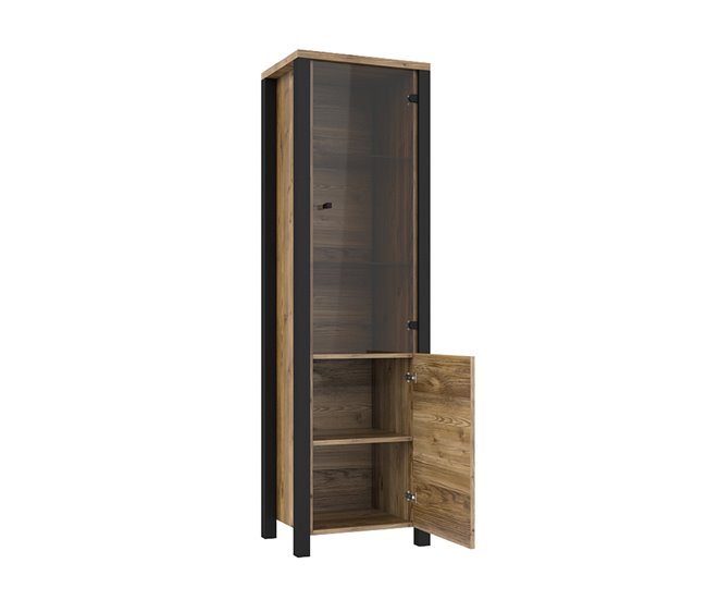 Conforama Vitrina 2 Puertas Lyam Madera Y Negro