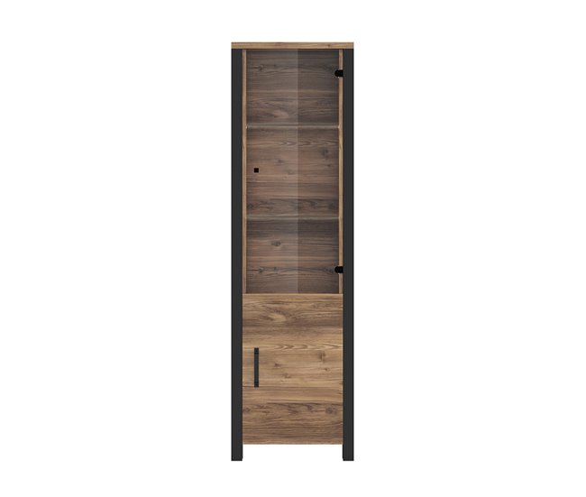 Conforama Vitrina 2 Puertas Lyam Madera Y Negro