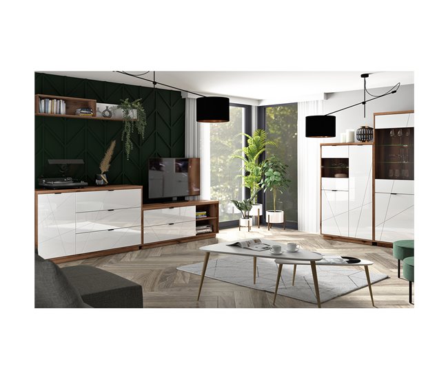 Conforama Vitrina 2 Puertas Sven Blanco Y Madera