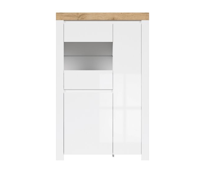 Conforama Vitrina 3 Puertas Hella Blanca Y Madera