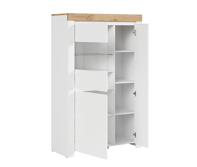 Conforama Vitrina 3 Puertas Hella Blanca Y Madera
