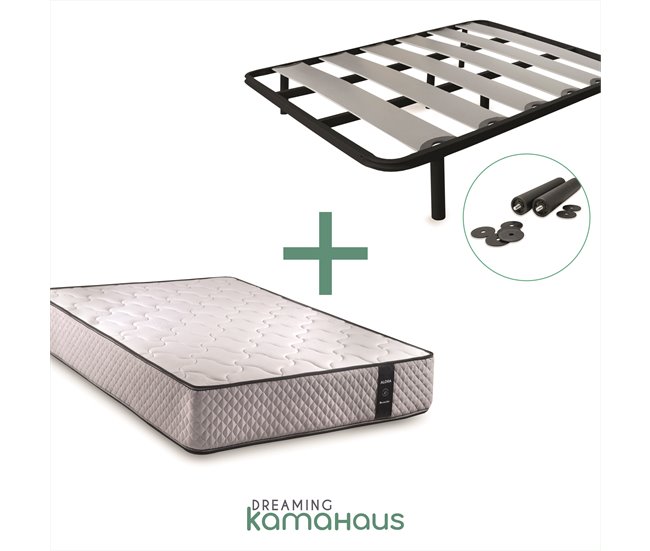 Conforama Conjunto Alora Colchón Viscoelástico 80 X 190 Cm Altura 30 Cm + Somier Lámina De Haya Tubo De Acero 40x30mm Patas 25 Cm