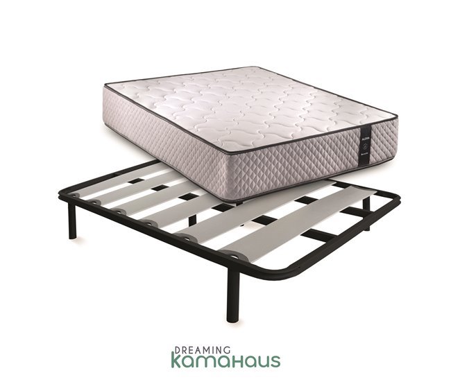 Conforama Conjunto Alora Colchón Viscoelástico 80 x 190 cm Altura 30 cm + Somier Lámina de Haya Tubo de Acero 40x30mm Patas 25 cm