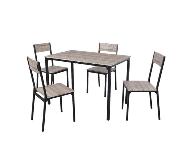 Conforama Conjunto CAFFE mesa fija y 4 sillas de cocina