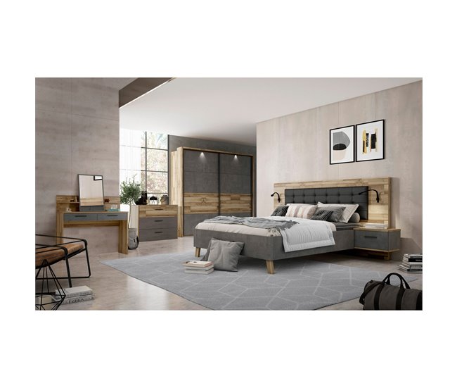 Conforama Conjunto Cama 150x190cm Con Cabecero Y Mesitas De Noche RICCIANO