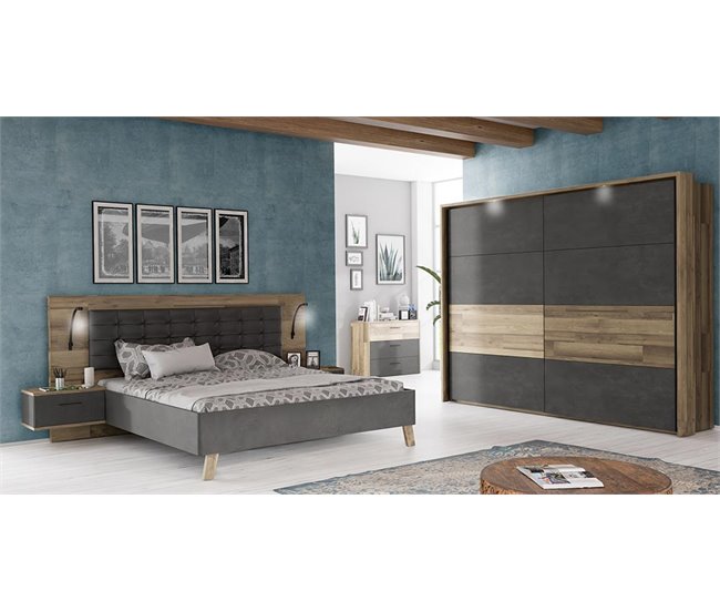 Conforama Conjunto Cama 160x200cm Con Cabecero Y Mesitas De Noche RICCIANO