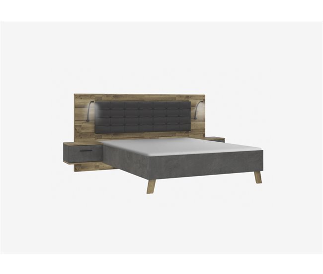 Conforama Conjunto Cama 160x200cm Con Cabecero Y Mesitas De Noche RICCIANO