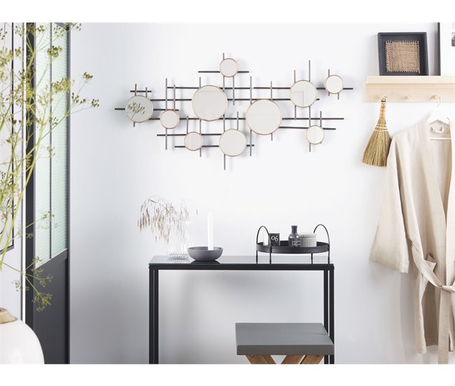 Conforama Conjunto De 10 Espejos De Pared Negro/dorado 113 X 55 Cm IBOS