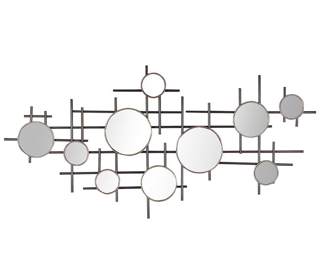 Conforama Conjunto de 10 espejos de pared negro/dorado 113 x 55 cm IBOS