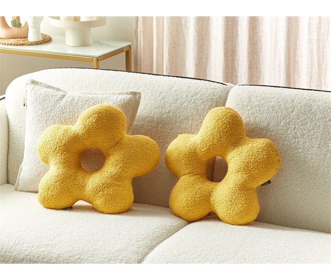 Conforama Conjunto De 2 Cojines Afelpados Amarillos 40 X 40 Cm CAMPONULA