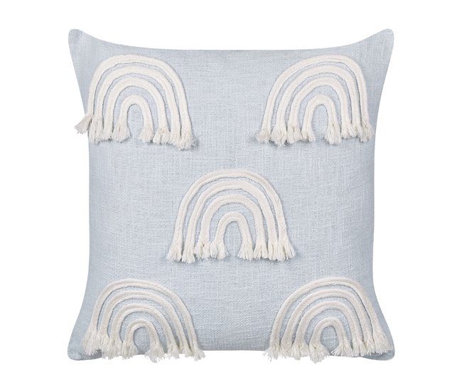 Conforama Conjunto De 2 Cojines De Algodón Azul Claro Con Bordado De Arco Iris 45 X 45 Cm LEEA